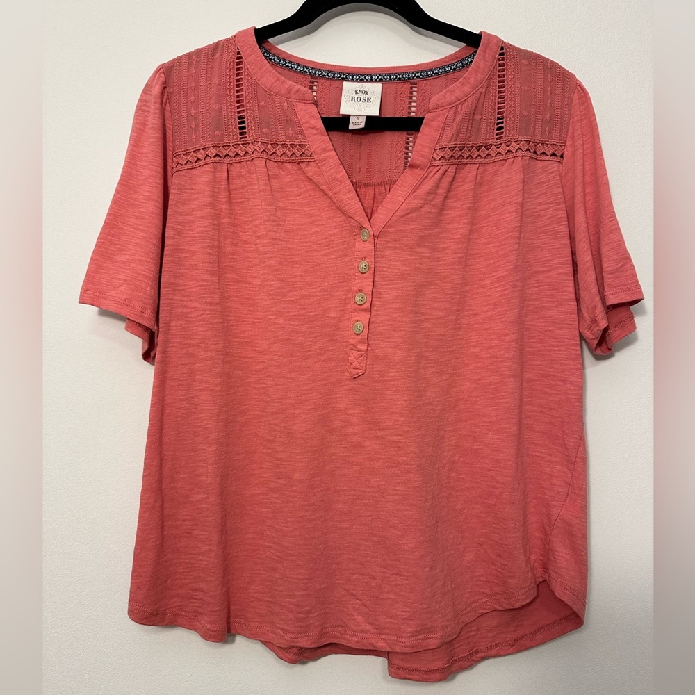 Knox Rose Women’s Casual Pink Short Sleeve Top Size S